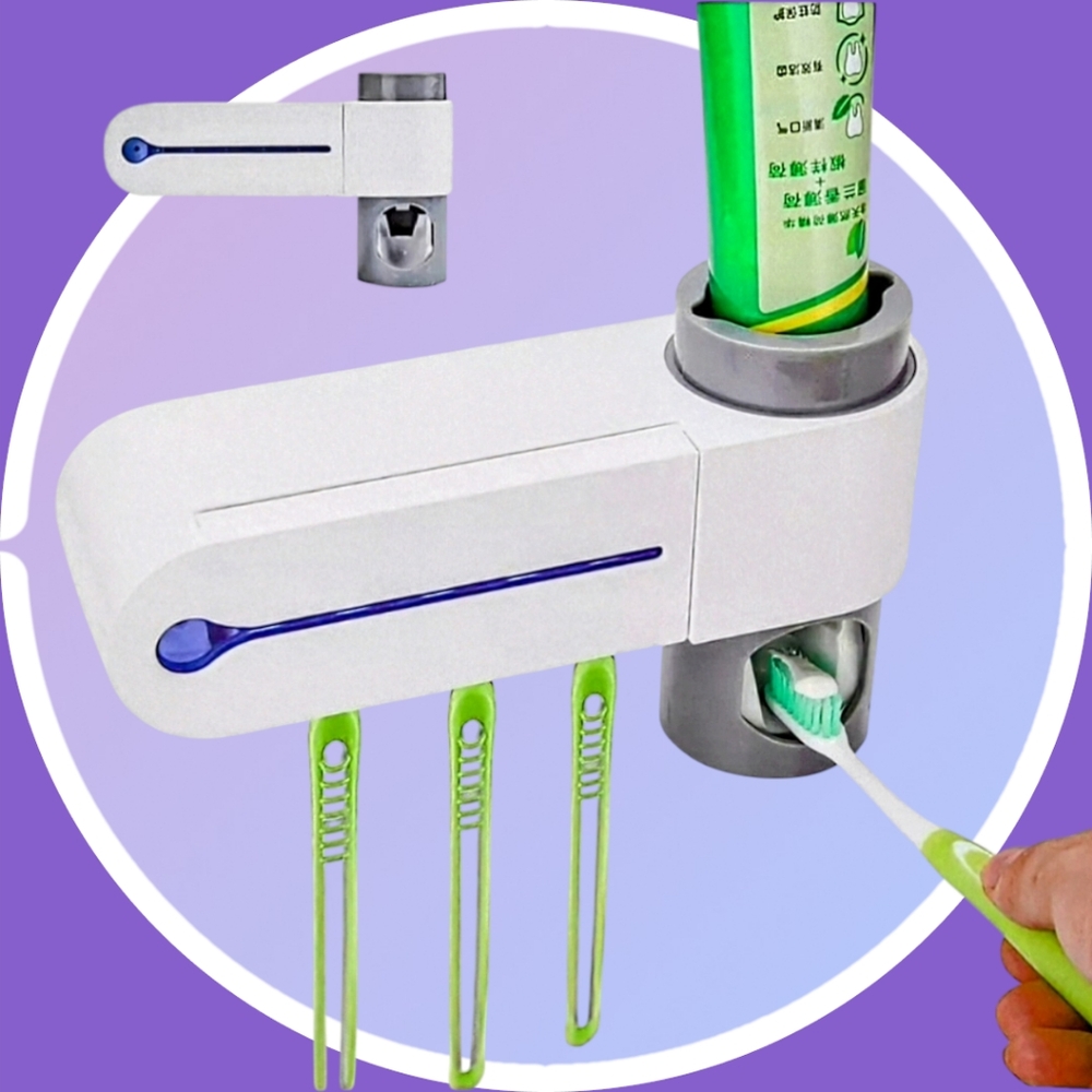 NIB UV Light Sterilizer, Toothbrush Holder & Cleaner, Auto Toothpaste Dispenser